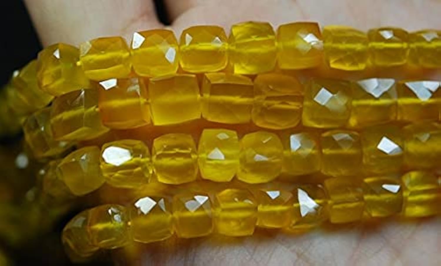 Chalcédoine jaune pour bijoux d'été fil de briolettes 3D 7-8mm
