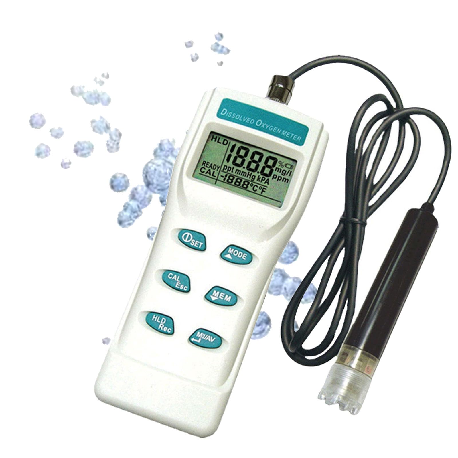Misuratore di PH Portatile, DO Misuratore Multiparametrico Digitale Grande LCD Disciolto Ossigeno con ATC 99 Funzione di Memoria per Acqua Marina Acquacoltura e Coltivazione