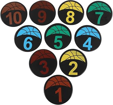 Fockety 10 Pack Basketball Spot Marker, Colorful Anti Slip Numbered Spot Markers, 9.1in Round Flat Sports Training Markers, for Teaching & Training Marker Field