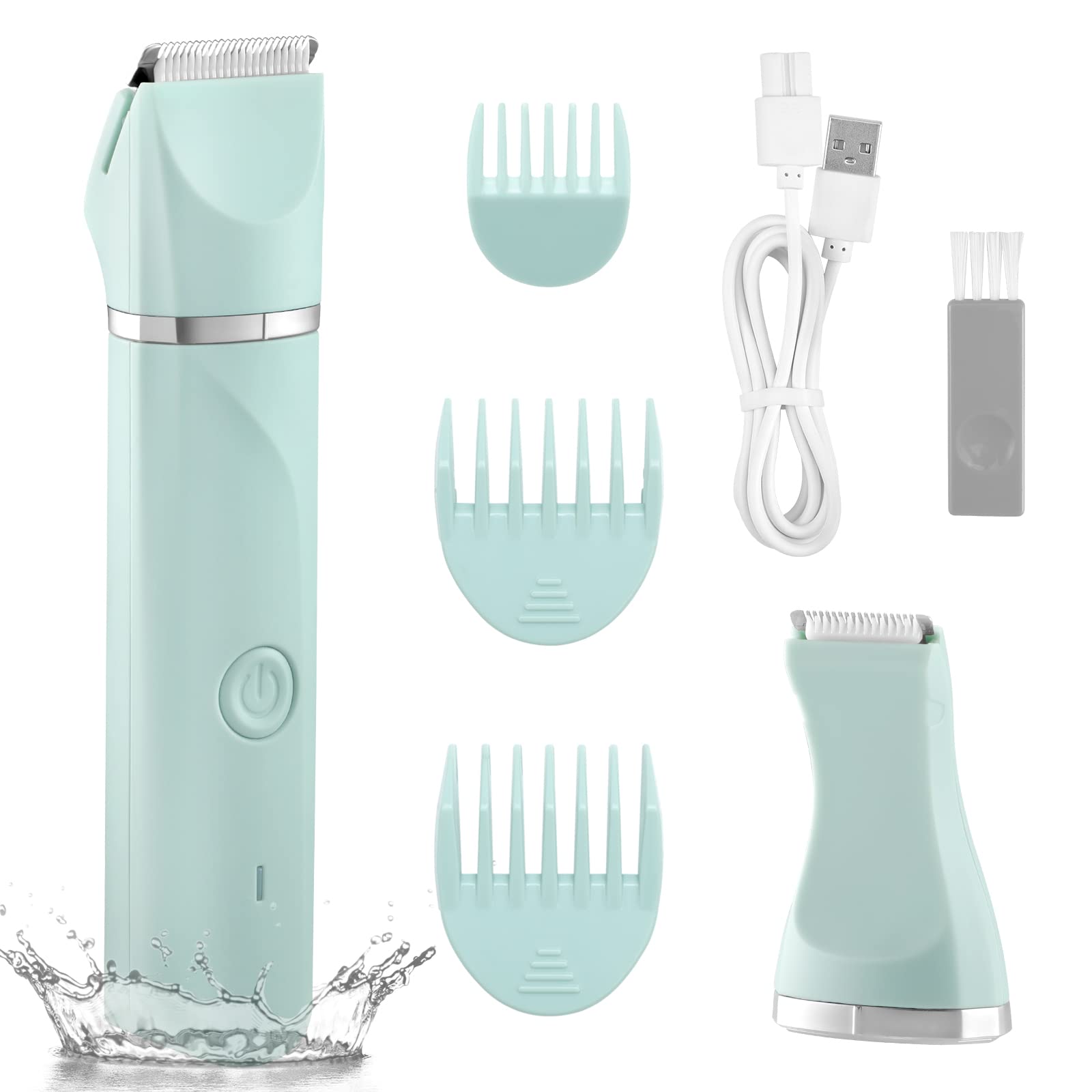 Profesional Afeitadora Mujer, 2 en 1 Rasuradora mujer zona intima, Recargable Rasuradora Mujer, Indoloro Maquina Depilar Mujer, IPX7 Impermeable, Uso en Seco y en Mojad, Verde