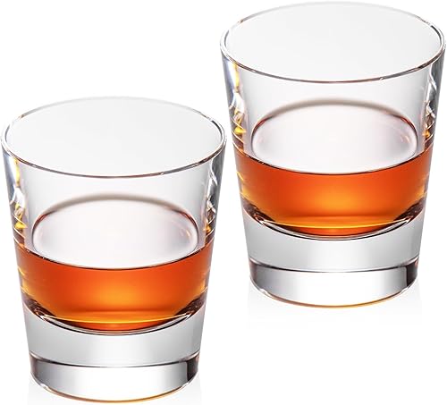 Miniatura 8 de KAMMAK Juego de 2 vasos de whisky de cristal, soplados a mano de 8.79 onzas, sin tallo, vasos de cóctel hechos a mano de lujo, taza escocesa para