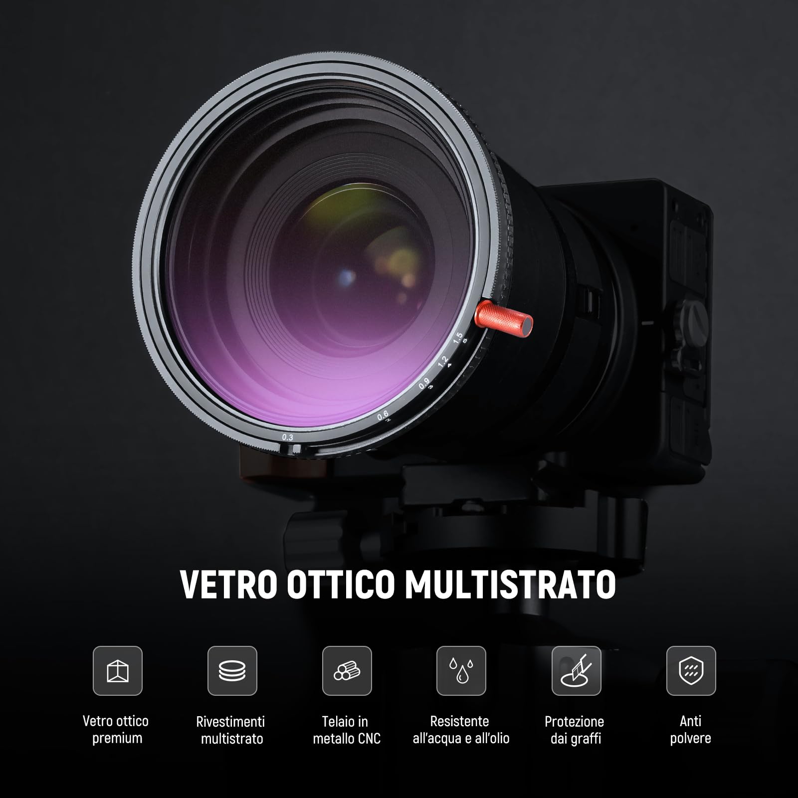 NEEWER 67mm 3in1 Filtro ND Variabile+CPL+Black Diffusion 1/4 Filtro Per Effetto Mist Cinematic, Filtro Effetto a Densità Neutra Polarizzatore Circolare in Vetro Ottico HD Multistrato con Custodia