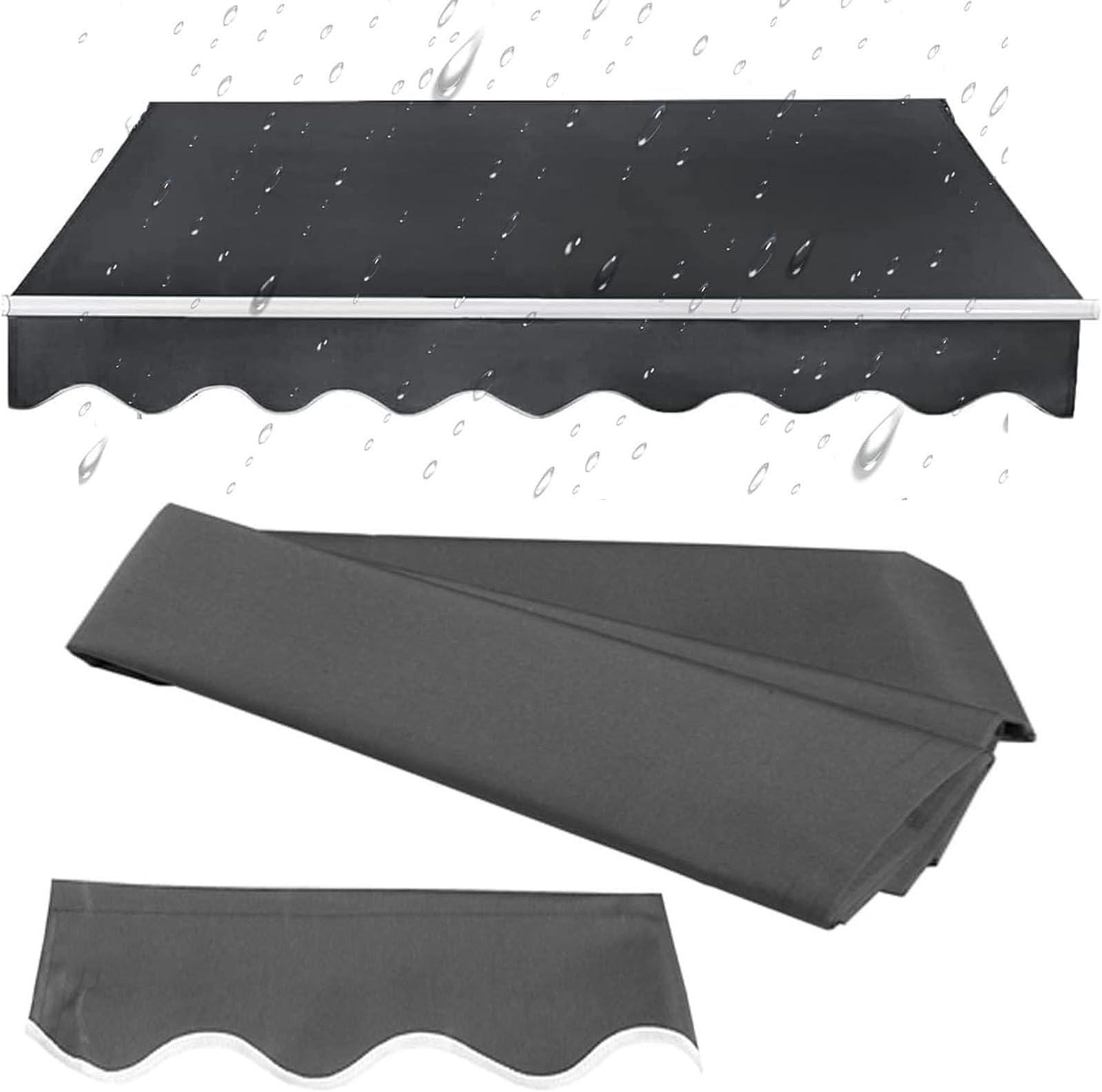 Retractable Awning Top Replacement Fabric(without Frame) Outdoor Sun Shade Shelter Canopy Cover Waterproof Polyester for Yard Deck Balcony Gray(Size:3x2.5m,Color:Gray)