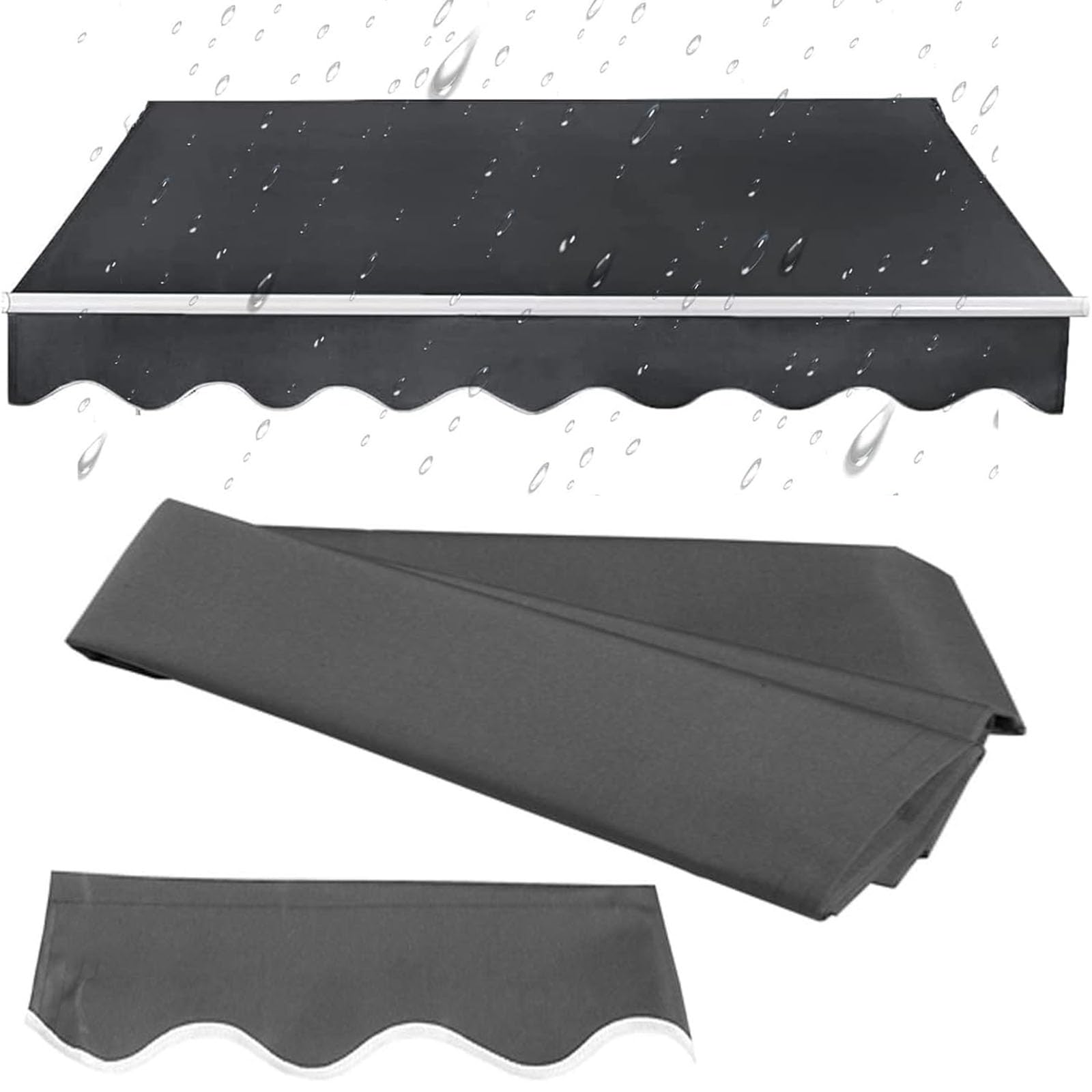 Retractable Awning Top Replacement Fabric(without Frame) Outdoor Sun Shade Shelter Canopy Cover Waterproof Polyester for Yard Deck Balcony Gray(Size:3x2.5m,Color:Gray)