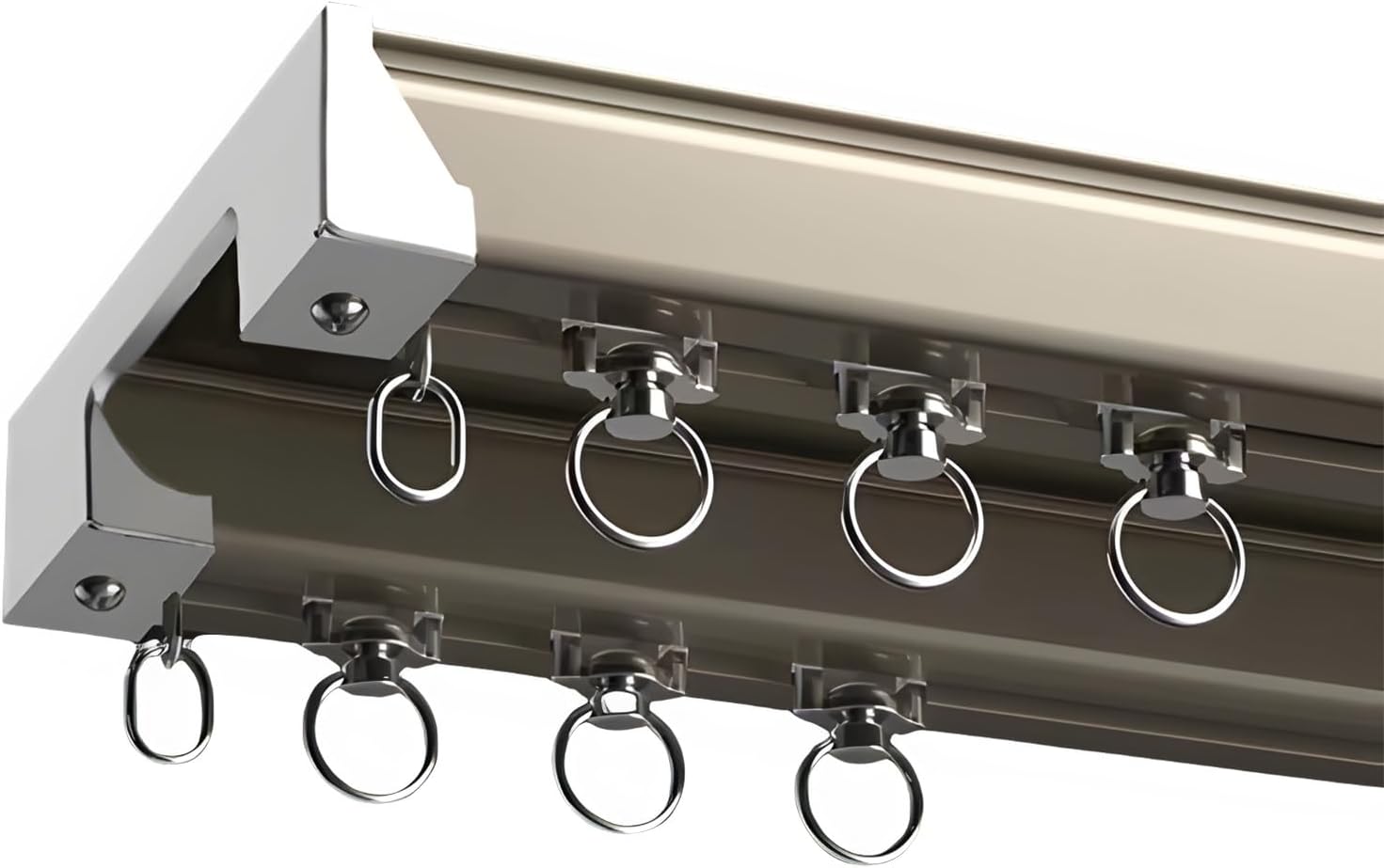 Upgraded Heavy-Duty Double-Track Curtain Rod - Silent Aluminum Curtain Rail for Room Partitions - Stylish Champagne Color, 85cm (2.79ft) - Perfect for Home Decor