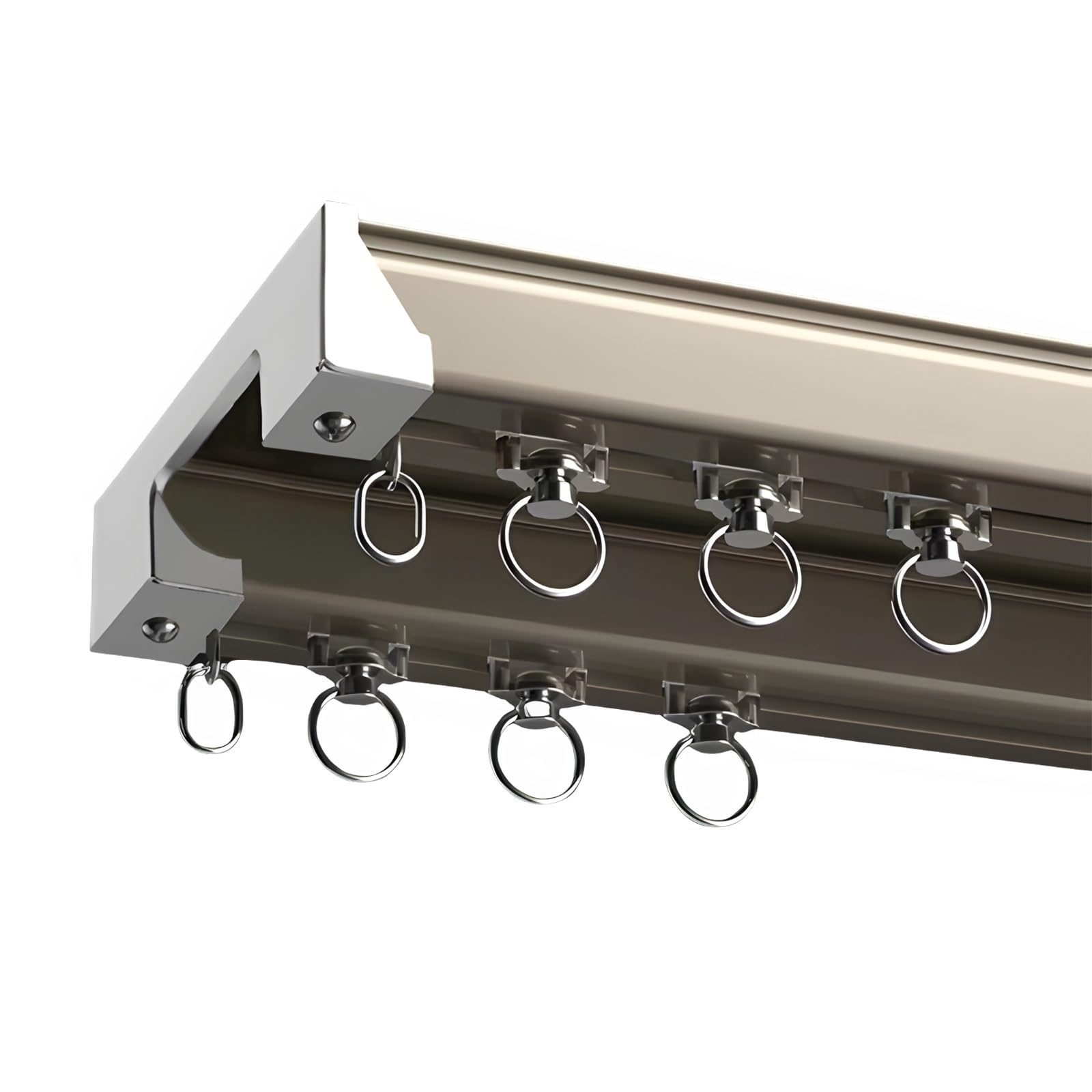 Rail de Rideau Double Rail Robuste et amélioré, Tringle à Rideau silencieuse en Aluminium, pour cloisons de séparation, Couleur Classique Assortie (Champagne, 260 cm/8,5 pi (2 x 130 cm))