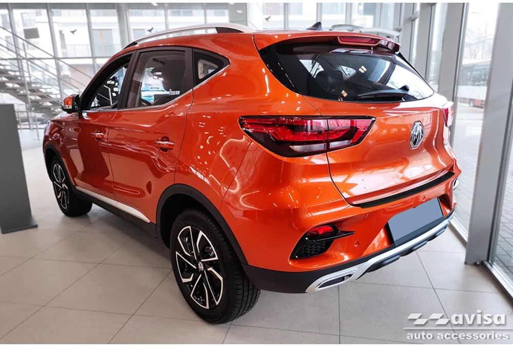Avisa Matt Black Stainless Steel Rear Bumper Protector Compatible with MG ZS FL 2019- 'Lines'