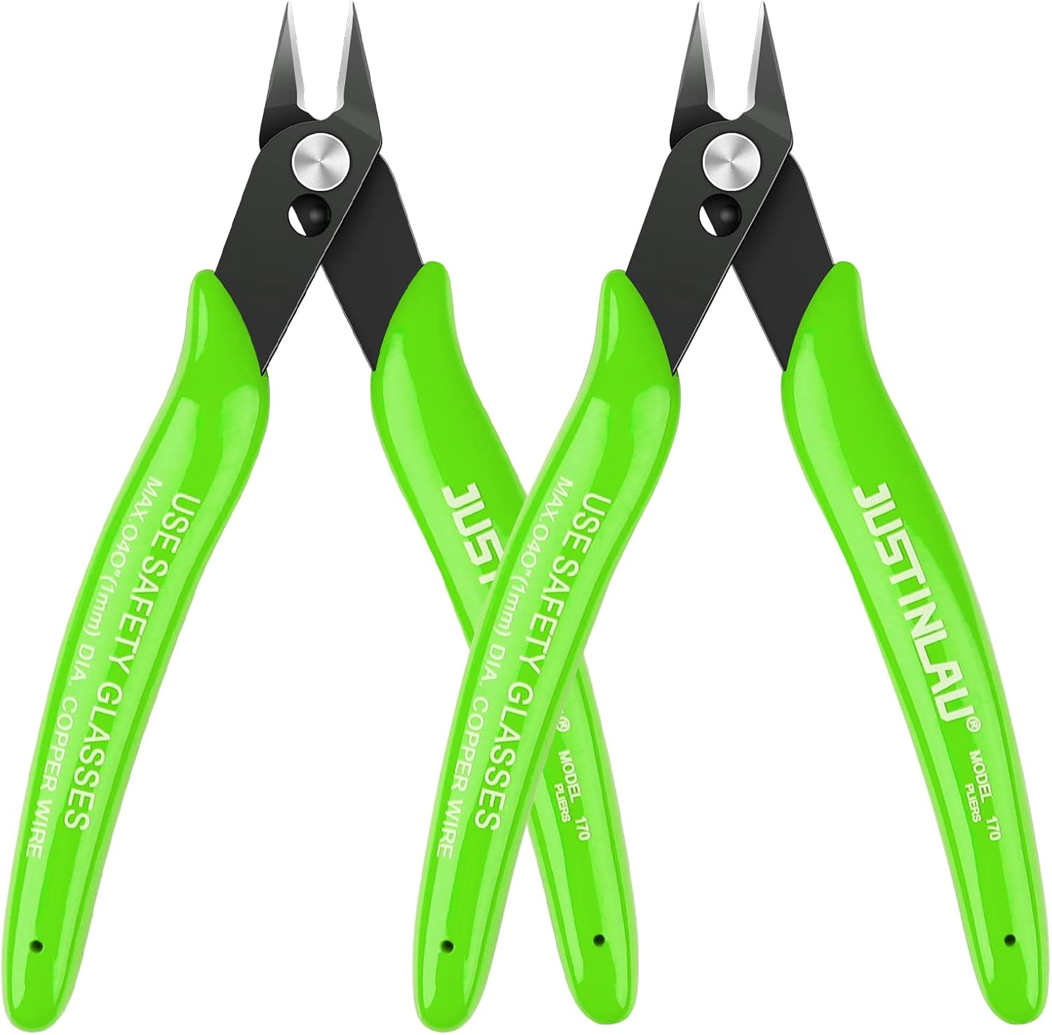 2Pcs 5 inch Small Flush Cutters Wire Snips Clippers Diagonal Cutters, Wire Cutter Soft Copper Wire Snips and Side Cutting Pliers for Electronic, Model, Jewelry Making (green)
