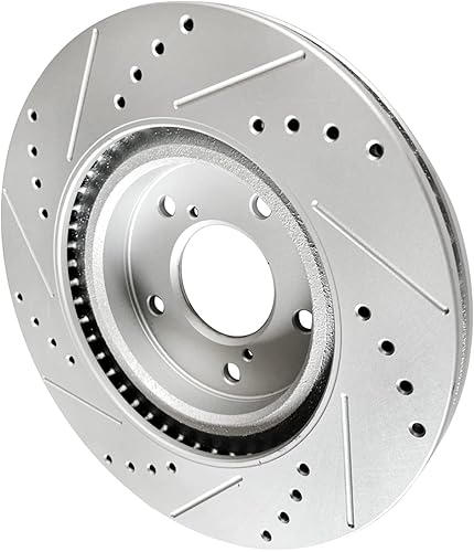 Miniatura 8 de WEIZE Kit de pastillas de freno de cerámica de fibra de carbono delantera y rotores ranurados perforados, compatible con Jeep CompassPatriot Dodge