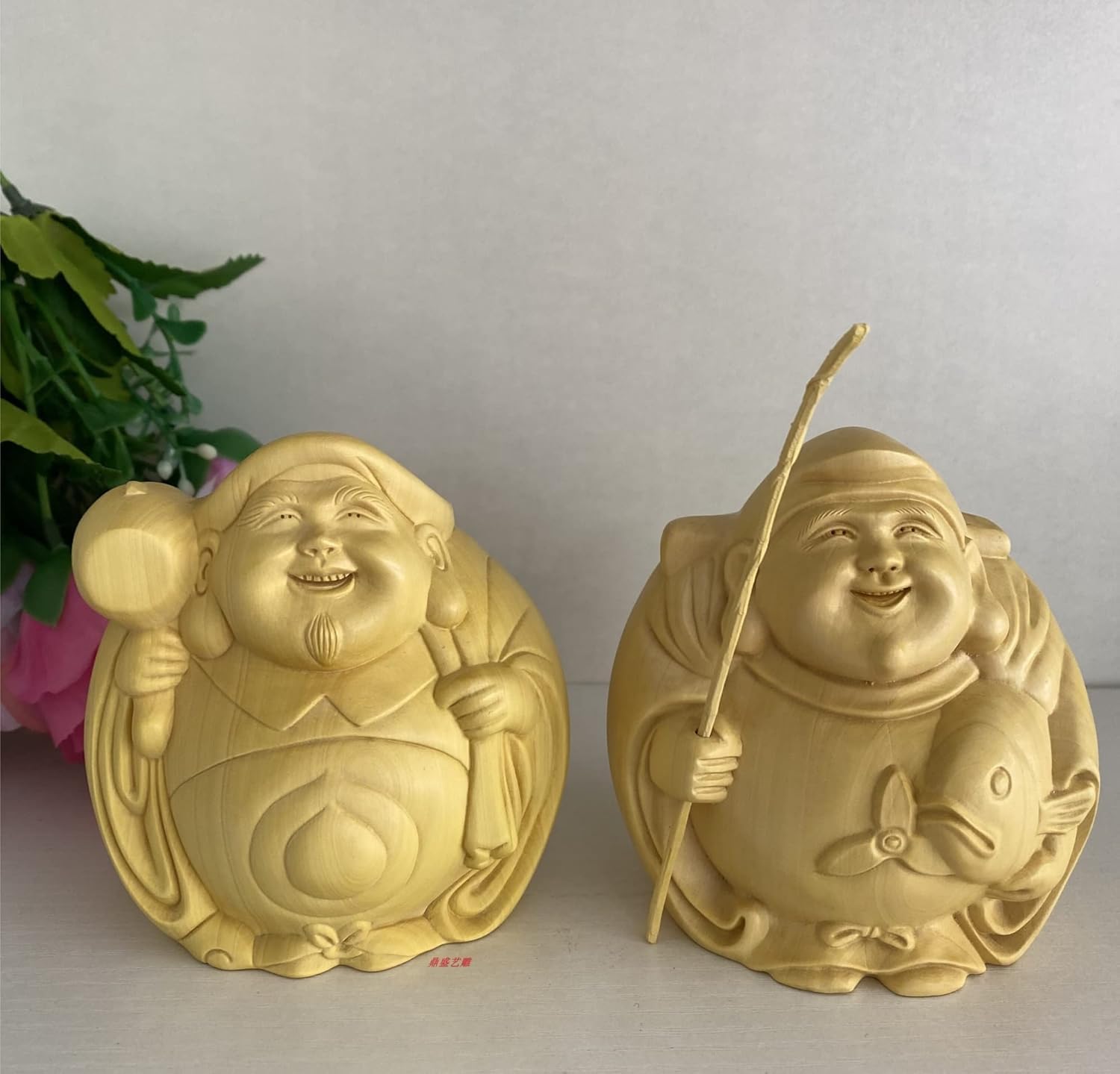 仏像 恵比寿大黒 二福神 恵比寿様 大黒様 木彫り 福の神 縁起物総高