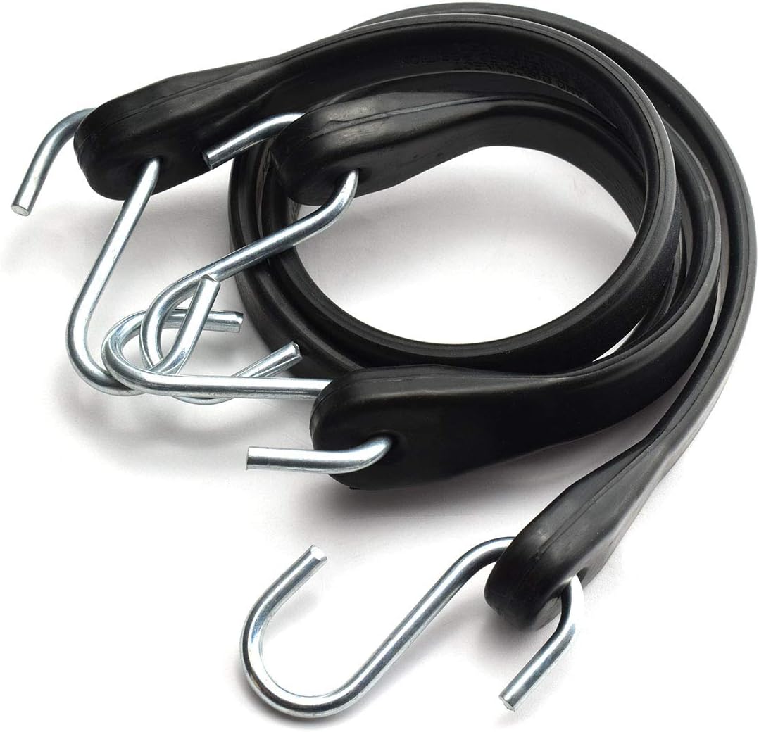 HJ Garden 2pcs 21 inch Rubber Tie Down Strap S Hook Heavy Duty Rubber Bungee Elastic Cord Luggage Carrier Tent Band Strap Rope Hooks