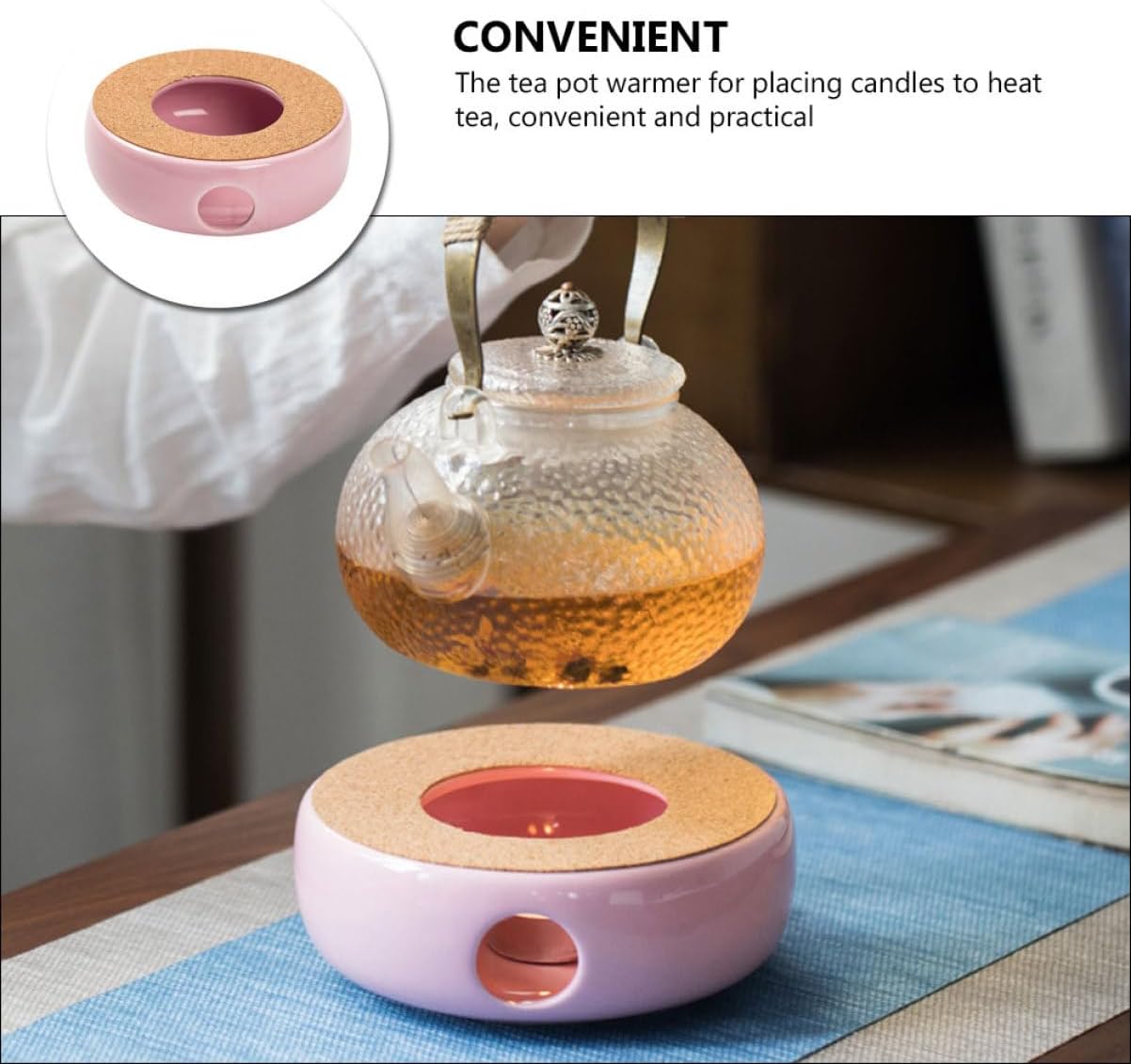 Ceramic Teapot Warmer Candle Holder - Base for Convenient Tea Heating Home Office Tea House Elegant Design