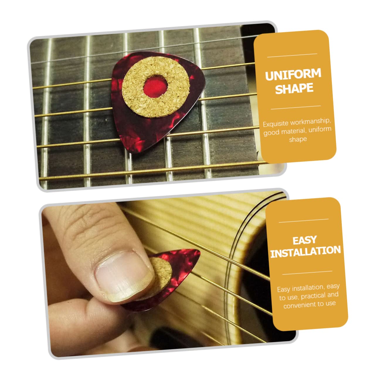 BESPORTBLE 20Pcs Portable Cork Guitar Pick Grips Self Adhesive Easy to Use for Guitar Lovers Prevents Dropping Picks While Playing present for Musicians