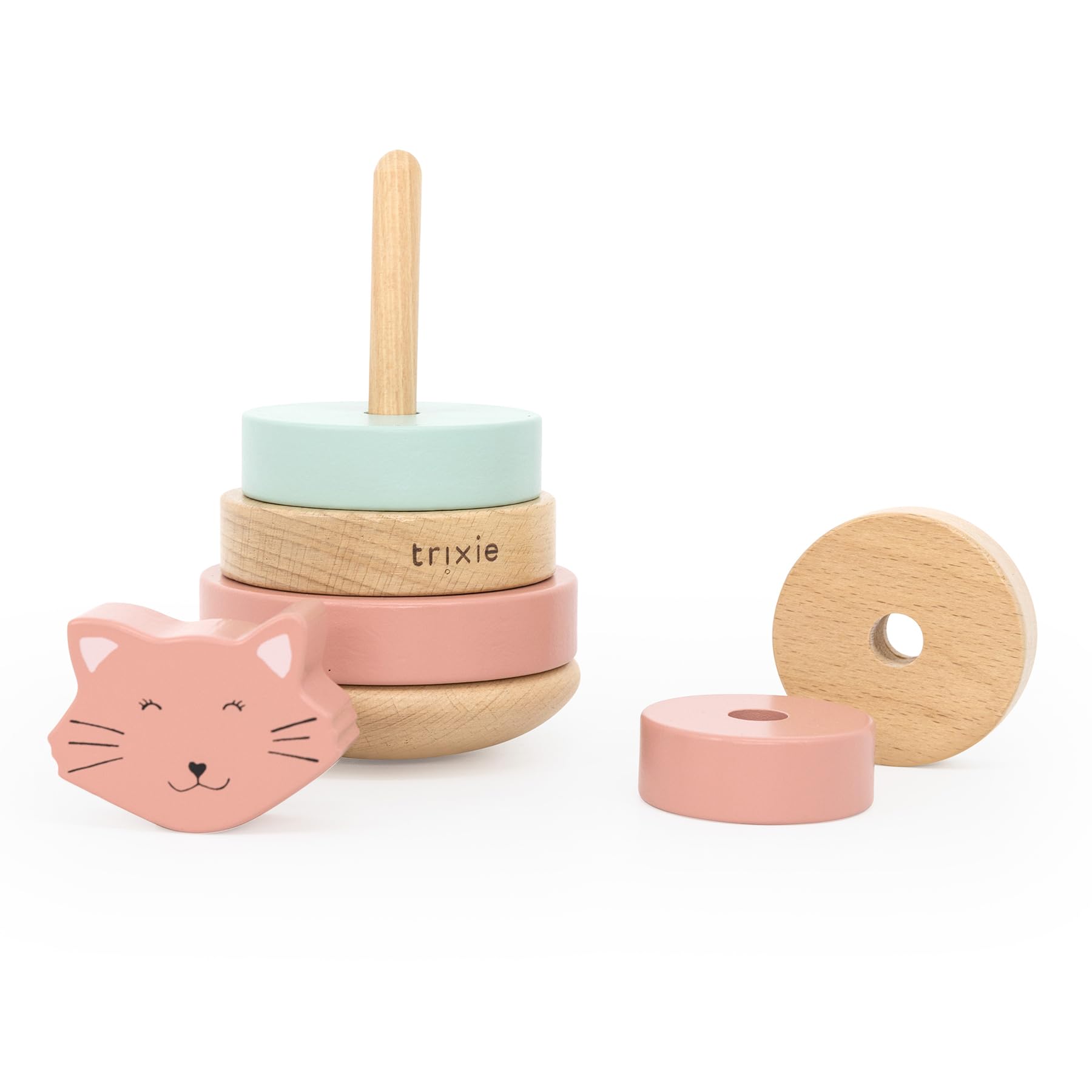 Trixie Mrs. Cat Stacking Toy - Baby toy - FSC-Certified Wood - 12m+, Dark Pink - Image 3