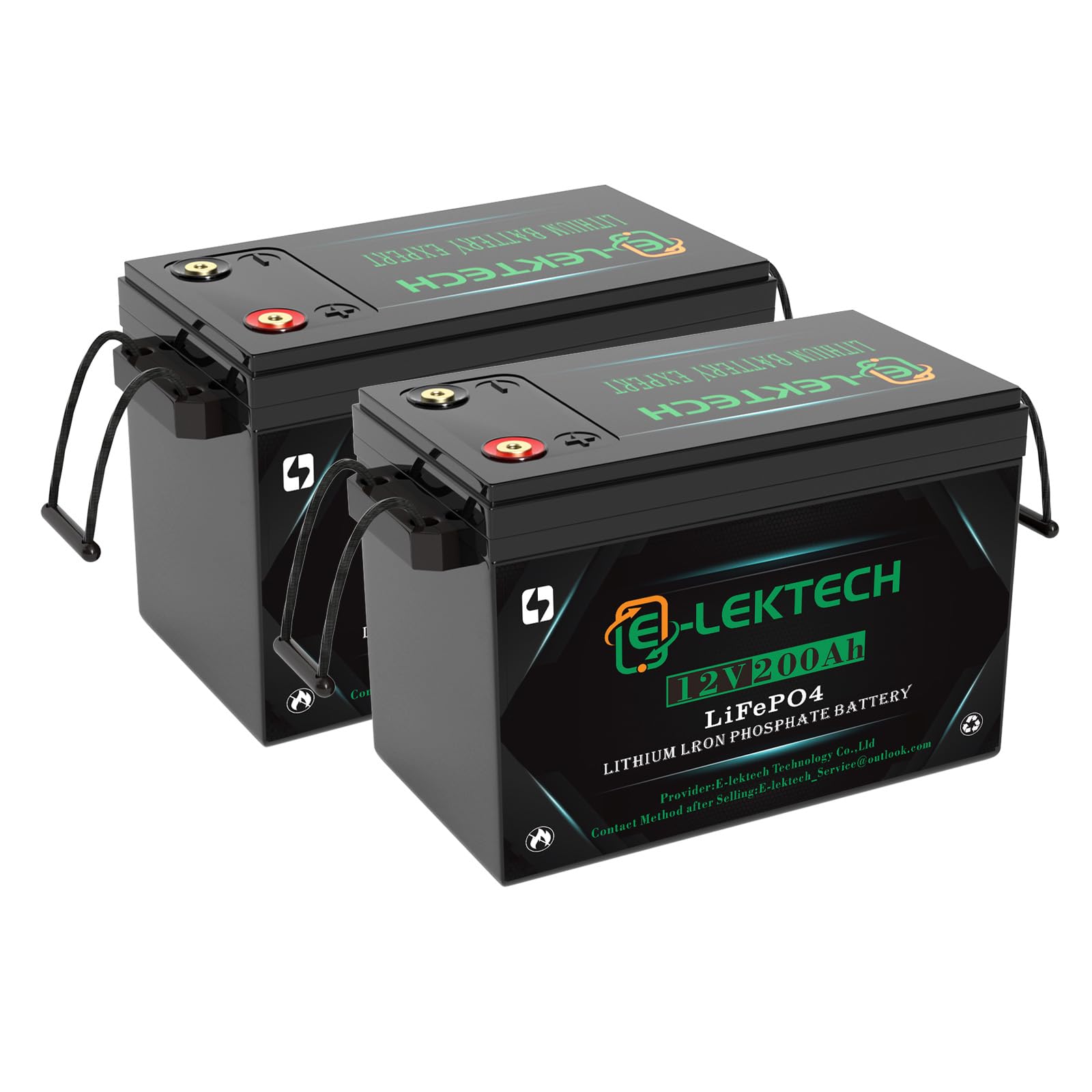 E-LekTech 24V 200Ah (2 Pack 12V 200Ah) LiFePO4