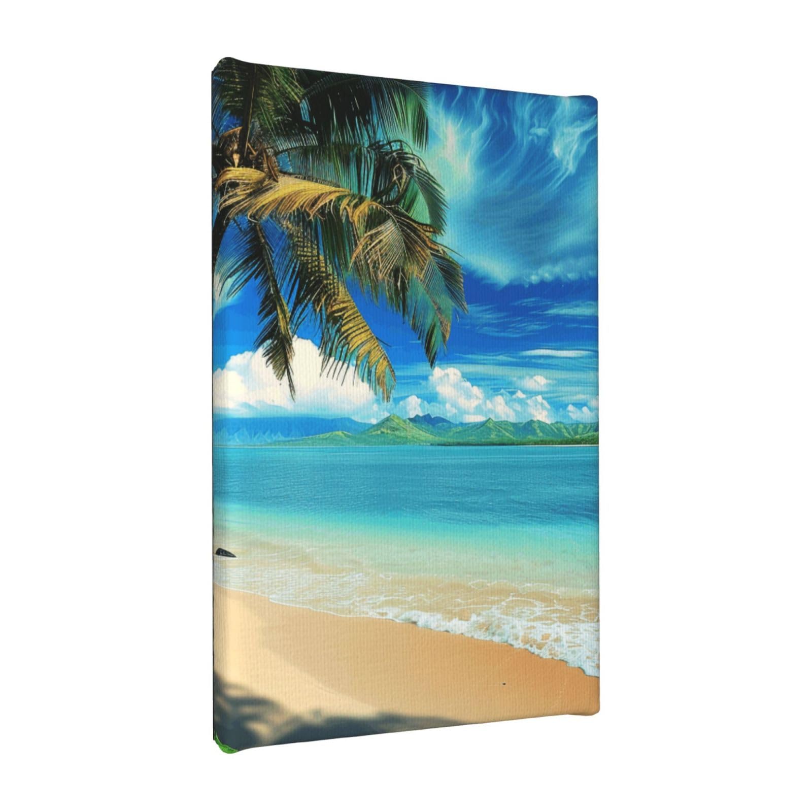 YKLJG Tropical Palm Tree Hawaii Beach Printed Wall Art Canvas Painting 20x30 CM Wooden Framed Picture Painting Artwork Prints for Bedroom Kitchen Home Office Decor