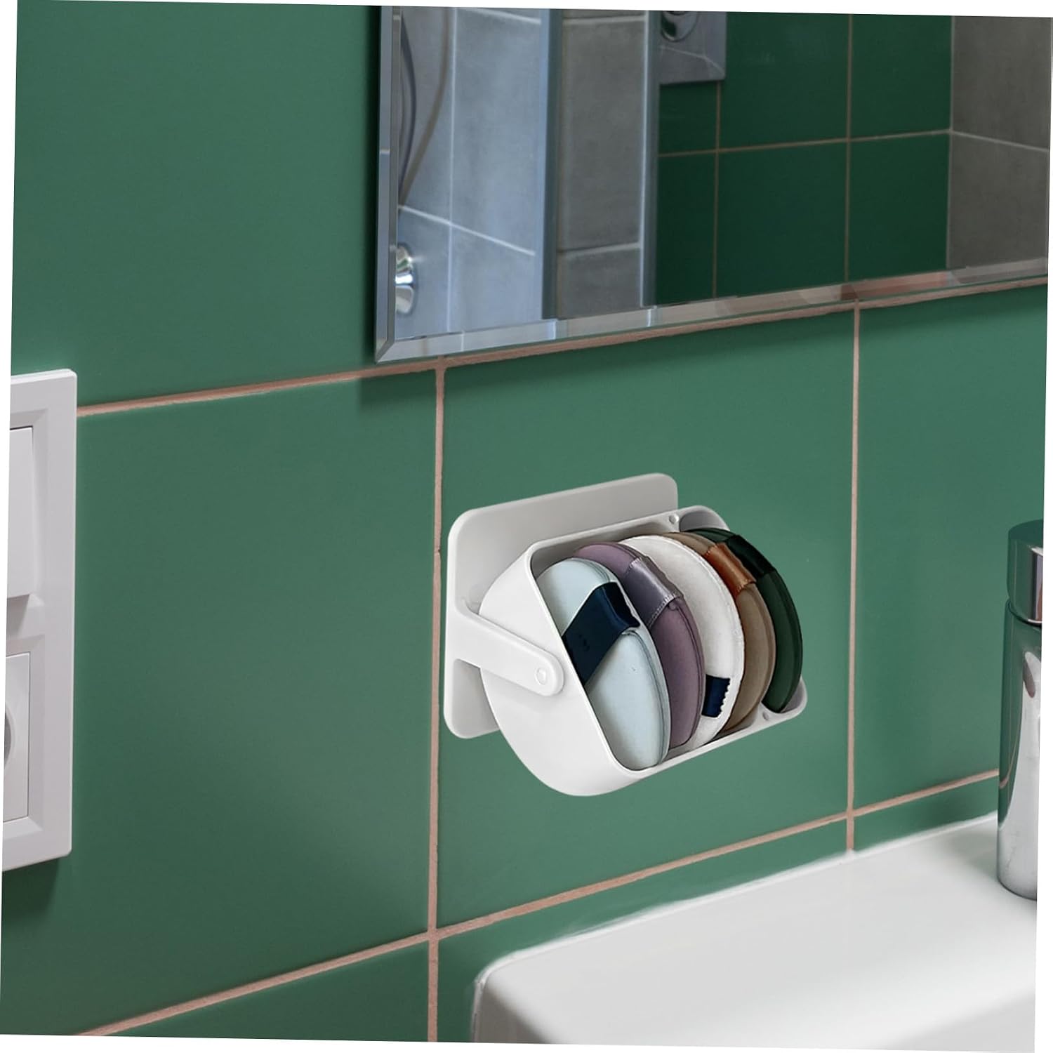 5pcs Plastic Makeup Sponge Holder Rotatable Wall Mounted Organizer image 4
