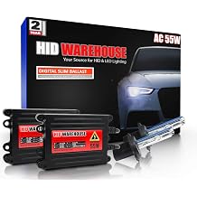 HIDWarehouse H7 6K 55W AC Xenon Bundle - Xenon Headlight Bulb with Slim AC Ballast - 6000K Light Blue - Xenon Bulbs - 1 Pair