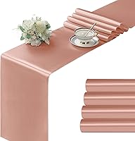 Vista 103 de Manyshofu 12Pcs Satin Orange Table Runner - 12 x 72 Inch Long Size, Party Table Runner Decor Bright & Smooth Wedding Decorations Table Runners for