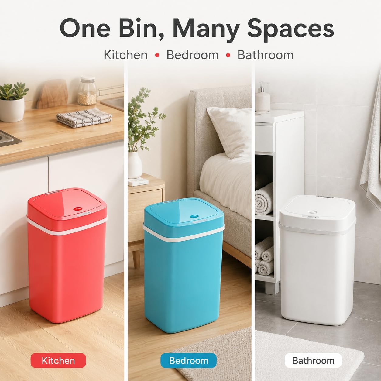 DZT-12-5S Smart Motion Sensor Trash Can 10.3 * 7.8 * 14.1inch | 0.3s Fast Opening, Auto Close & Touch-Free Operation for Home and Office (Rose-Pink)