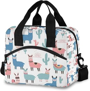 Kcldeci Llama Alpaca Lunch Bags for Women Tropical Plant Cactus Lunch Tote Bag Lunch Box Water-resistant Thermal Cooler Bag Lunch Organizer for Working Picnic Beach Sporting