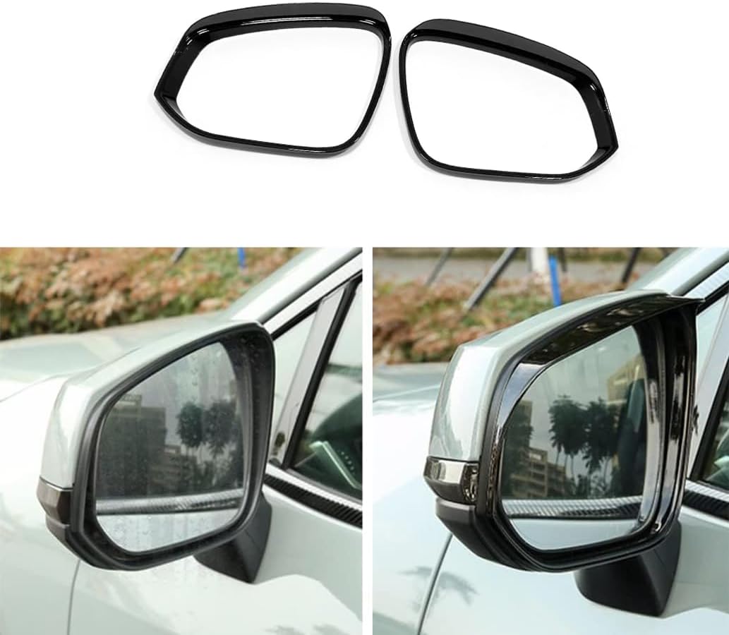 Car Accessories Side Door Rearview Mirror Rain Shield Protector Cover Frame Trims (Glossy Black) Fit For Toyota RAV4 (XA50) 2019-2025, Highlander (XU70) 2020-2025 ABS 2 PCS