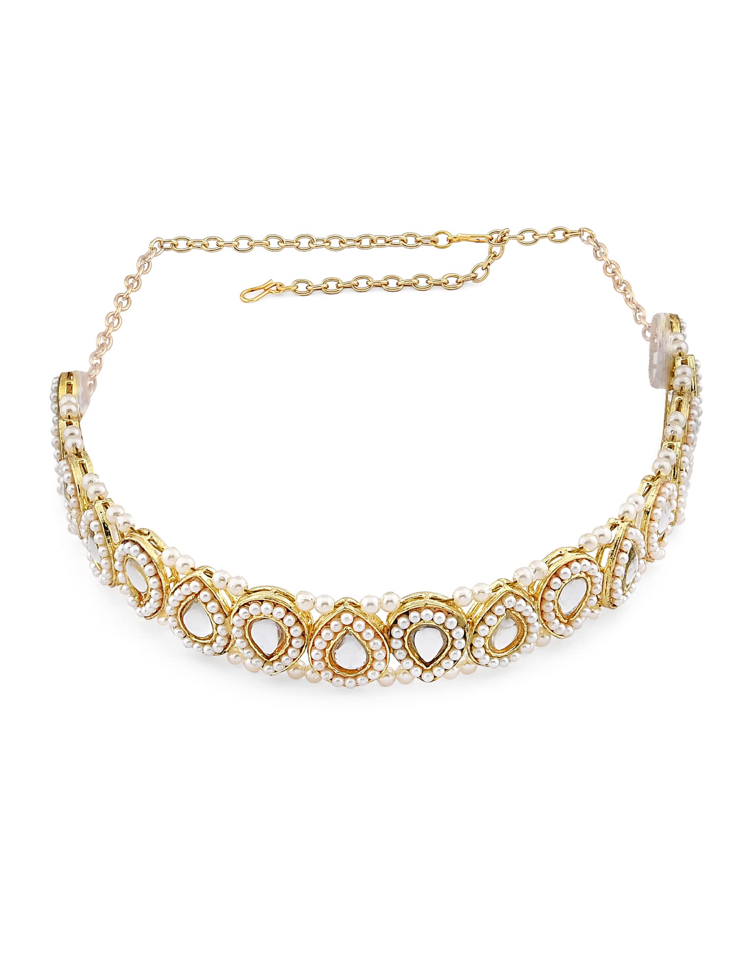 Zaveri Pearls Gold Tone Kundan & Pearls Studded Tilak Shape Ethnic Head Chain For Women-ZPFK13103 (B09YNWWSZQ) Amazon Price History, Amazon Price Tracker