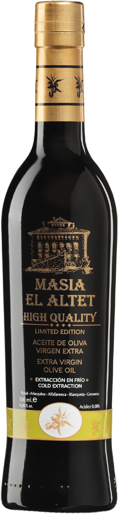 Masia el Altet Cold-Extracted Extra Virgin Olive Oil from Valencia, Spain, 16.9 fl oz (500ml)