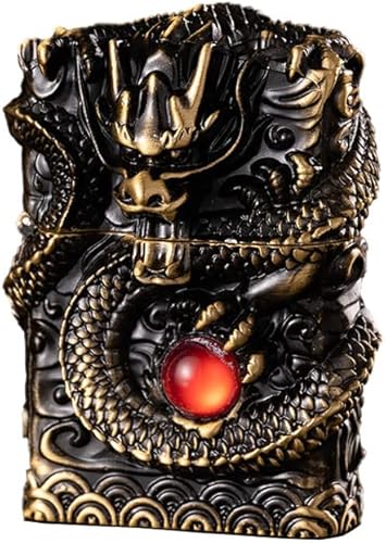 Miniatura 6 de Encendedor de dragón de alivio al viento, encendedores geniales, reutilizable, vintage, antiguo, gabardina, queroseno, para colección, regalo