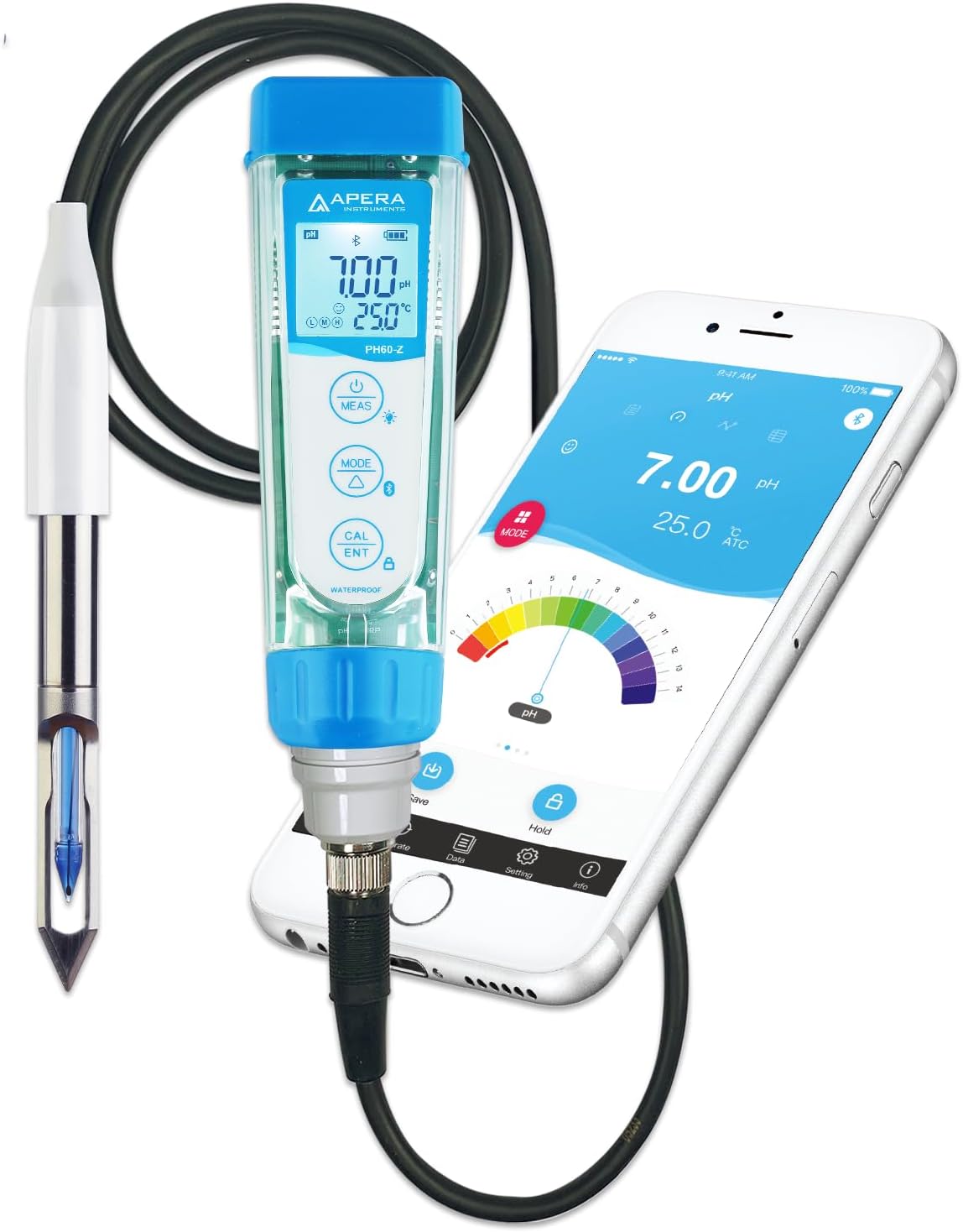 - PH60Z-MT Smart Handheld pH Meter Tester Kit with LabSen 765 pH/Temp. Blade Spear Electrode for Lab-Grade pH Measurement in Meats and Solid Food Samples