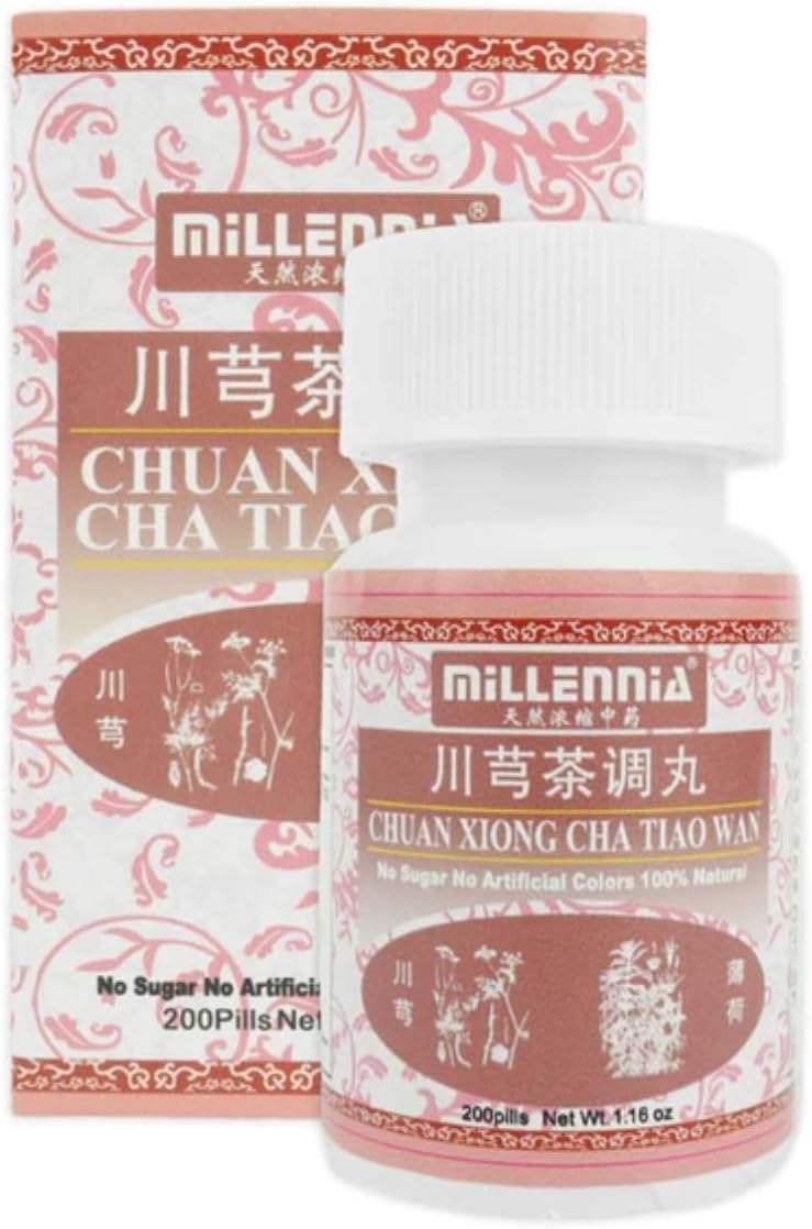Millennia Herbal Supplement - Chuan Xiong Cha Tiao Wan - 12 Bottle Pack (200 Pills/Bottle)
