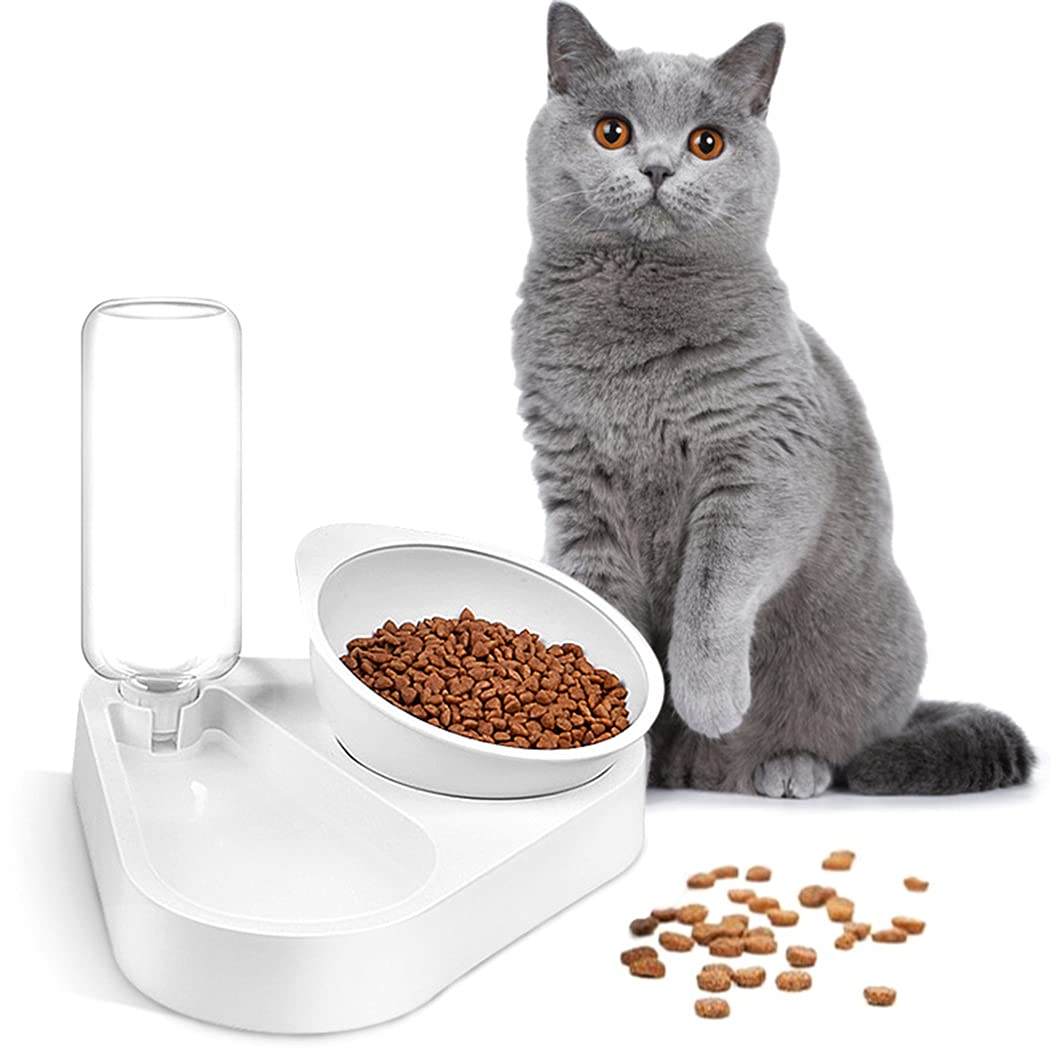 YHomU Pet Food Bowl Elevated Spill Proof Tilted Raised Reusable Puppy