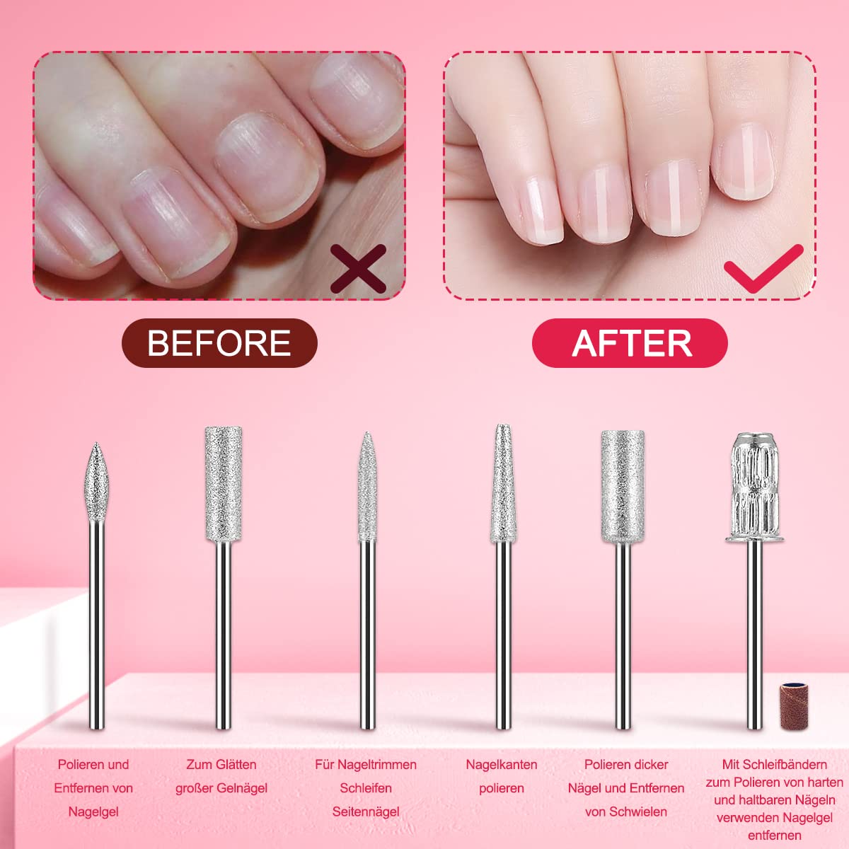 NAILGIRLS Elektrische Nagelfräser, 11 in 1 Nagelfräser für Gelnägel, 35000 U/min, Leise, mit LCD-Display und Fußpedal, Maniküre Set Elektrisch, Maniküre Pediküre Set für Anfänger & Profis(Weiß)