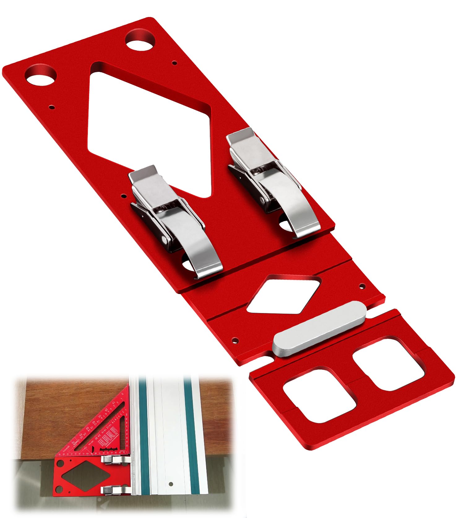 Binario di guida angolare fresato CNC 90° arresto con guida dei bordi, morsetto di guida per seghe circolari elettriche la lavorazione del legno, compatibile con Festool e Makitas guida