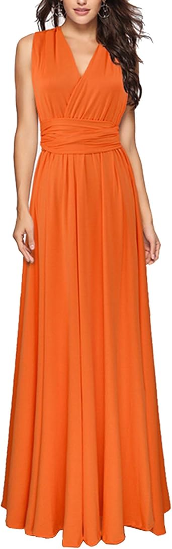 Sexyshine Womens Backless Gown Dress Convertible Multi-Way Wrap Halter Cocktail Dress Bandage Bridesmaid Long Dresses