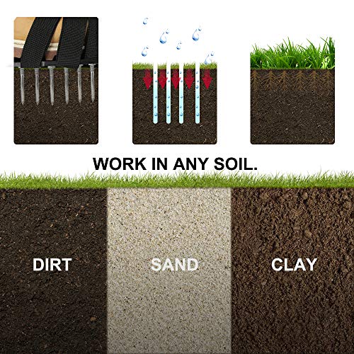 CoPedvic Aerator Shoes, Lawn Aerator Shoes with 8 Double Layers Straps, 3 Shovels to Clean Shoes, Heavy Duty Aerating Shoes Withstand Up to 400LB, Newest Designed Spikes to Aerating Lawn, Yard