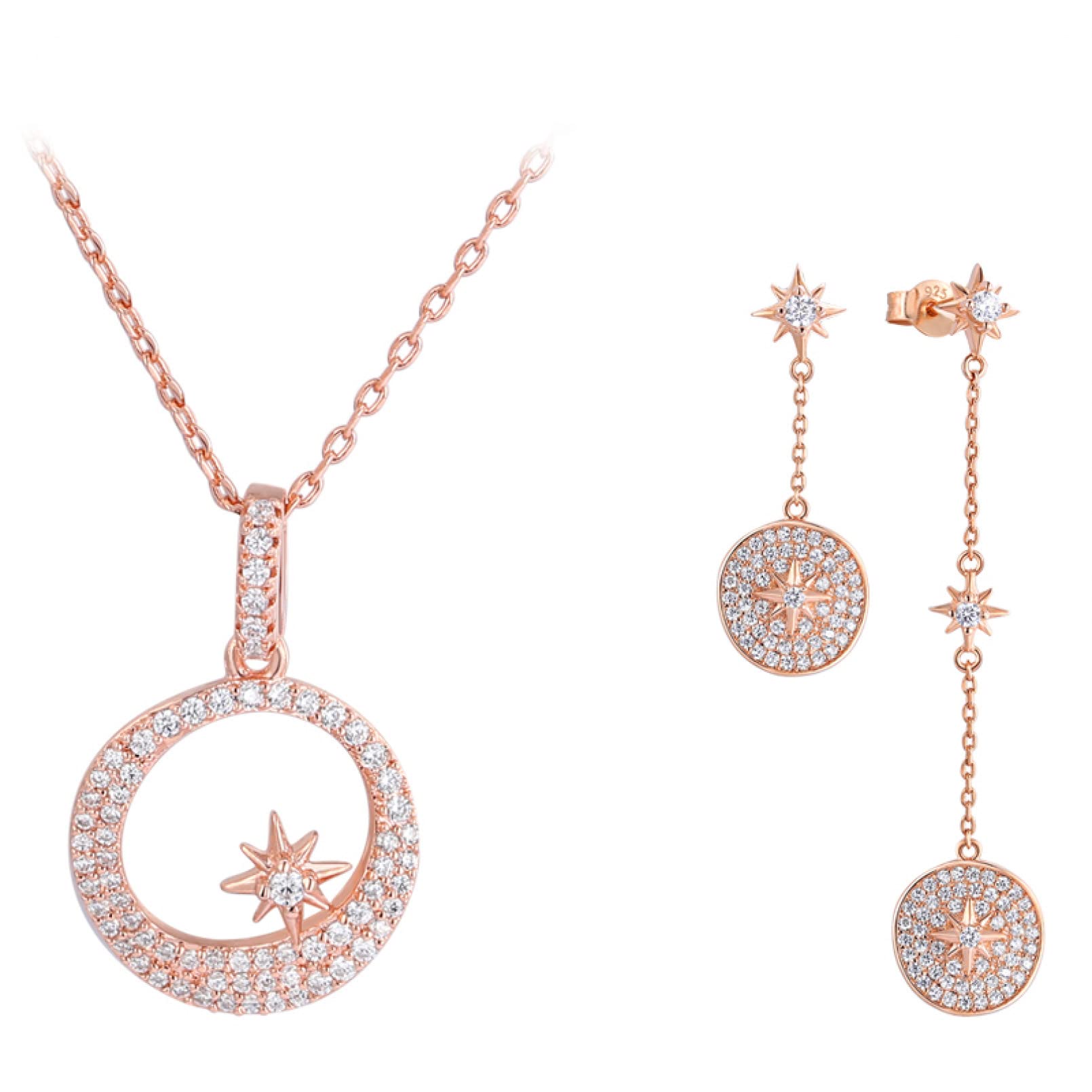 Halskette Mode S925 Silber Halskette Ohrring Set Frauen Mode Anhänger Schlüsselbein Kette Geschenk für Freundin