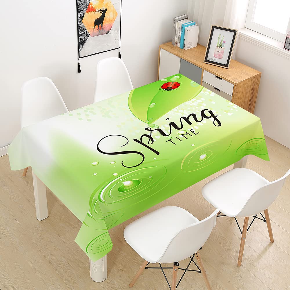 Fansu Mantel para Mesa Rectangular para Decorar, Antimanchas Impermeable Flores de Primavera Comedor Protector de Cuadrada Manteles para Cocina/Picnic/Cena Decoración (100x140cm,Mariquita)
