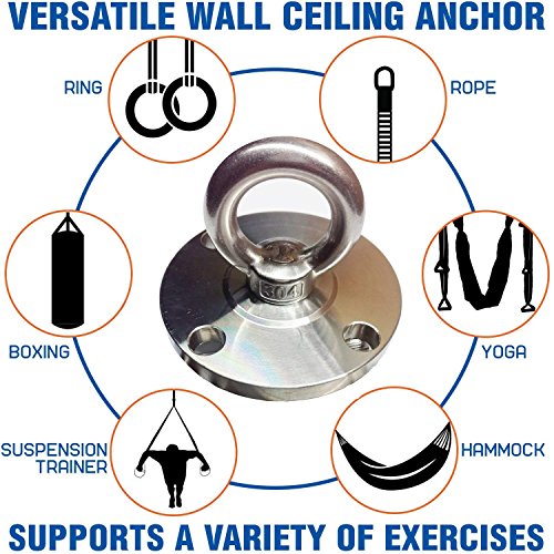 Sprite Science Steel Ceiling Hook Heavy Duty Hanger & Swivel Hook Snap with 4 Metal Wall Anchors (1100Lb Weight Limit) - Thumbnail 6