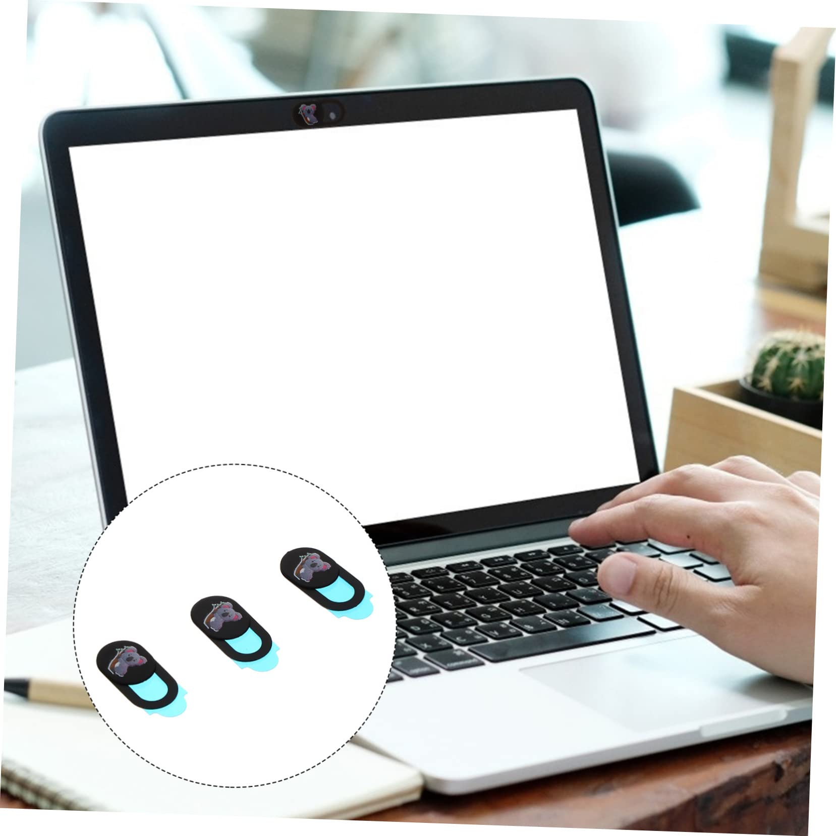 HOMSFOU Cubierta de Privacidad para Cámara Web, Deslizante, Abs Negro, 3 Piezas, para Ordenador y Teléfono, Protección Discreta