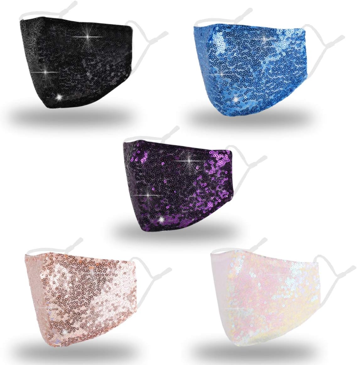 Sequin Bling Face Mask with Adjustable Ear Loops for Women Sparkle Glitter Cover Diamond Bedazzled Crystal Decorative Covering Fashion Pretty Green Washable Reusable Protection Designer Madks Facemask