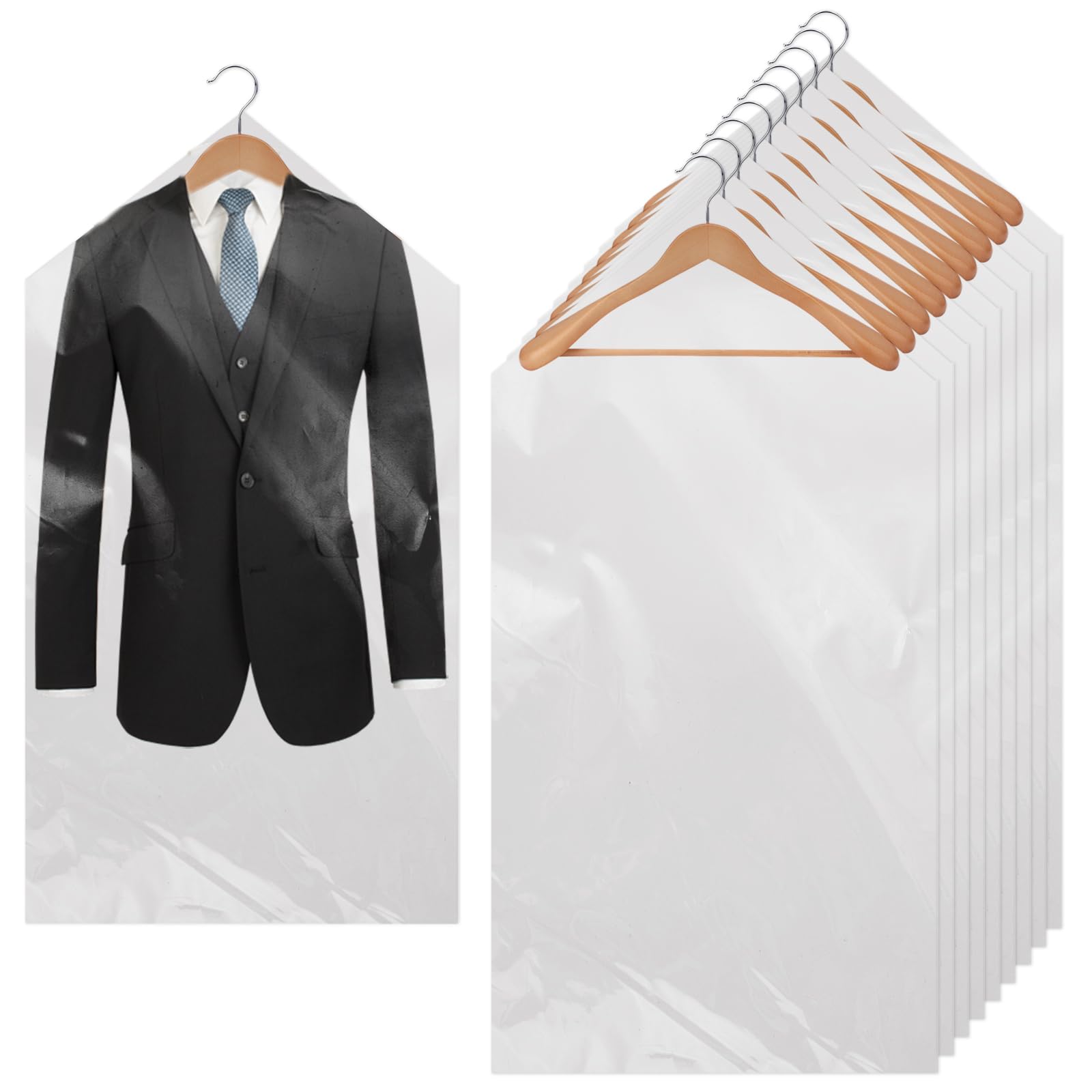 Housses Vêtements Jetables - Lot De 50 | 60x100cm Transparent | PE Imperméable | Pour Rangement/Voyage