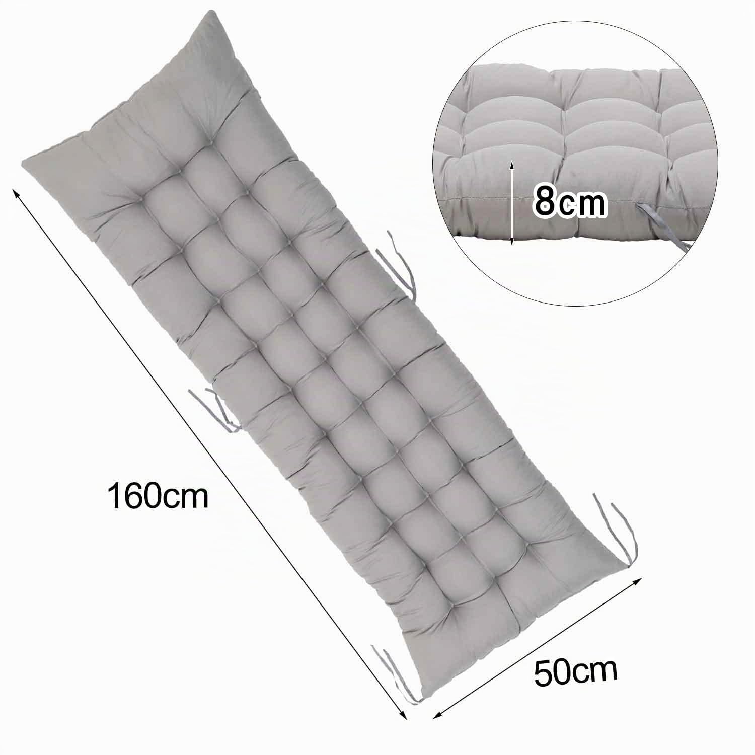 Warmiehomy Liegenauflage mit Antirutsch, 160x50x8cm Auflage für Gartenliege Outdoor, Dickes & Bequeme Polster Sonnenliege Auflage mit Einstellband, Kissen für Liegestuhl, Grau(Ohne Stuhl)