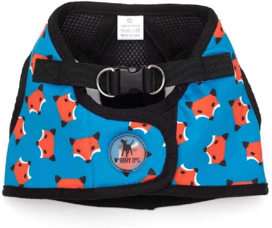 The Worthy Dog Foxy Sidekick Harness Vest with Comfy Padded Mesh Velcro Adjustable, Outdoor, Easy Walk Vest, Fits XXL Size Dogs, Teal