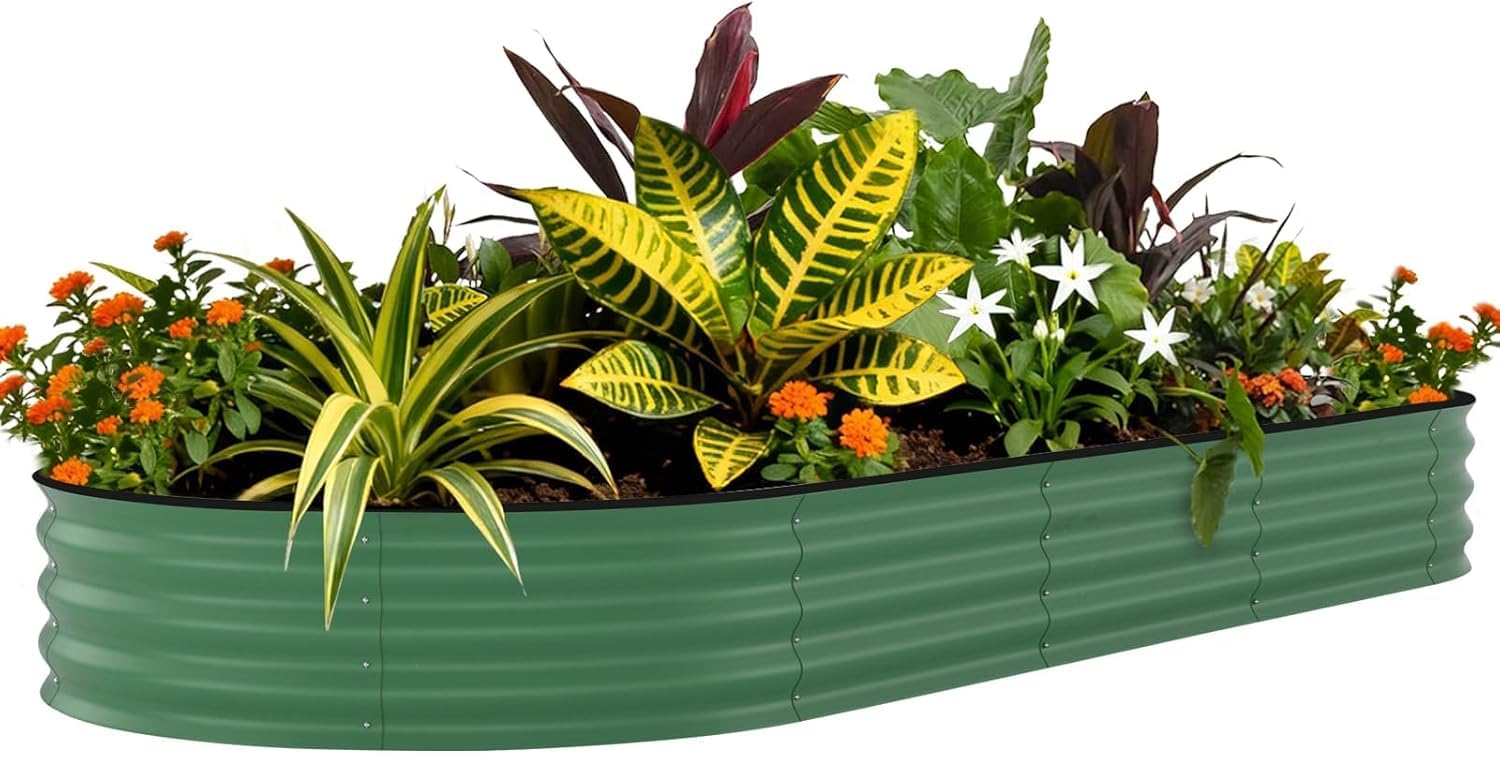 Galvanized Raised Garden Bed, Metal Outdoor Planter Box for Flowers Herbs Vegetables, Rust-Resistant Raised Garden Beds for Gardening,Outdoor Garden Box & Planters,Easy Assembly– Green, 240x120x45cm
