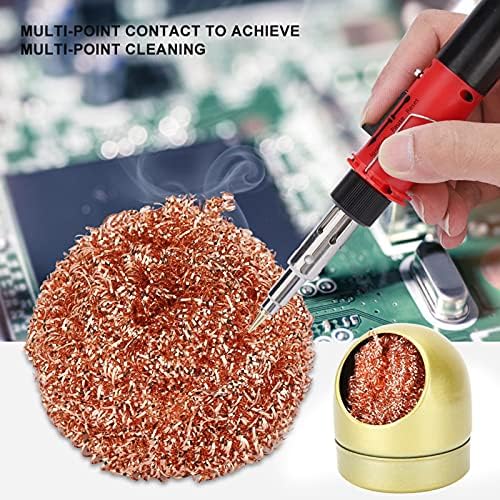 Soldering Iron Tip Cleaner, Brass Soldering Iron Tip Cleaner Kit. Wire Ball with Base for Cleaning Soldering Iron and Soldering Iron Tip(gold)