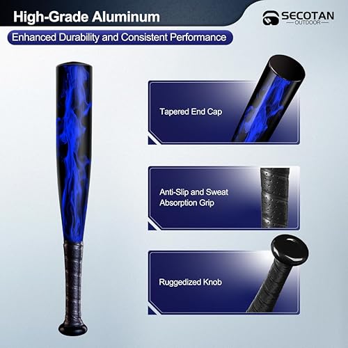 Miniatura 2 de Bate de béisbol, bate de entrenamiento de aluminio con una mano de 17 pulgadas, bate de sóftbol, hogarcocheautodefensa, práctica de bateo, bate de