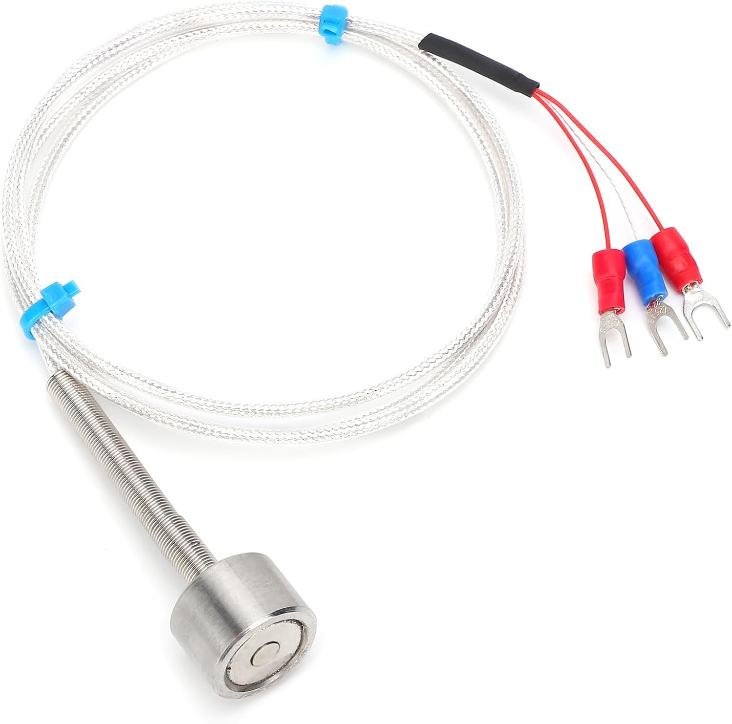 PT100 Magnetic Temperature Sensor, Stainless Steel Thermistor Probe with 4 Meter Cable for Industrial Equipment Monitoring