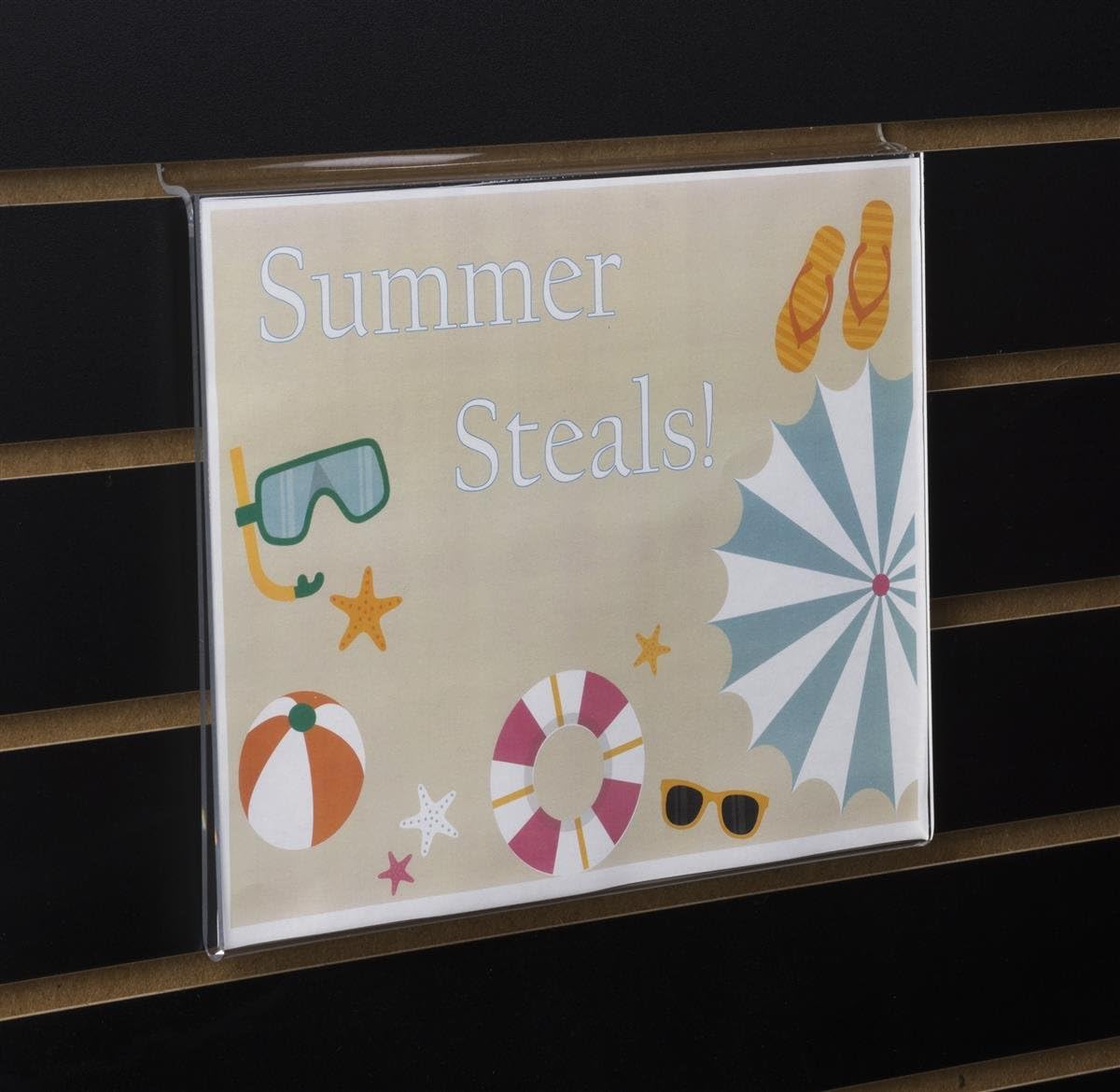 Displays2go Set of 10, Slat Wall Sign Frames for 11x8.5 Graphics - Clear Plexiglas