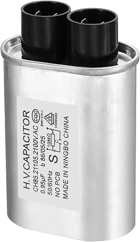 Miniatura 6 de PATIKIL Condensador de microondas, 0.8uF AC 2100V Condensador de alto voltaje de 0.276 in de distancia para horno microondas universal, tono plateado